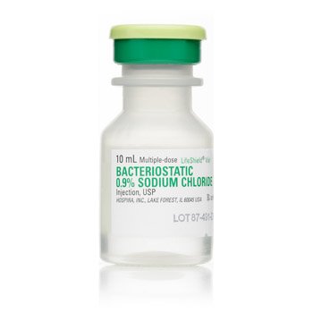Bacteriostatic Sodium Chloride 0.9% Injection Multiple Dose Vial 10 mL Diluent (25/PK 4PK/CS) by Pfizer USPG Hospira Worldwide, Inc.  ID 00409-1966-12